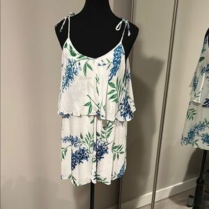 Floral White and Blue Tank/Dress